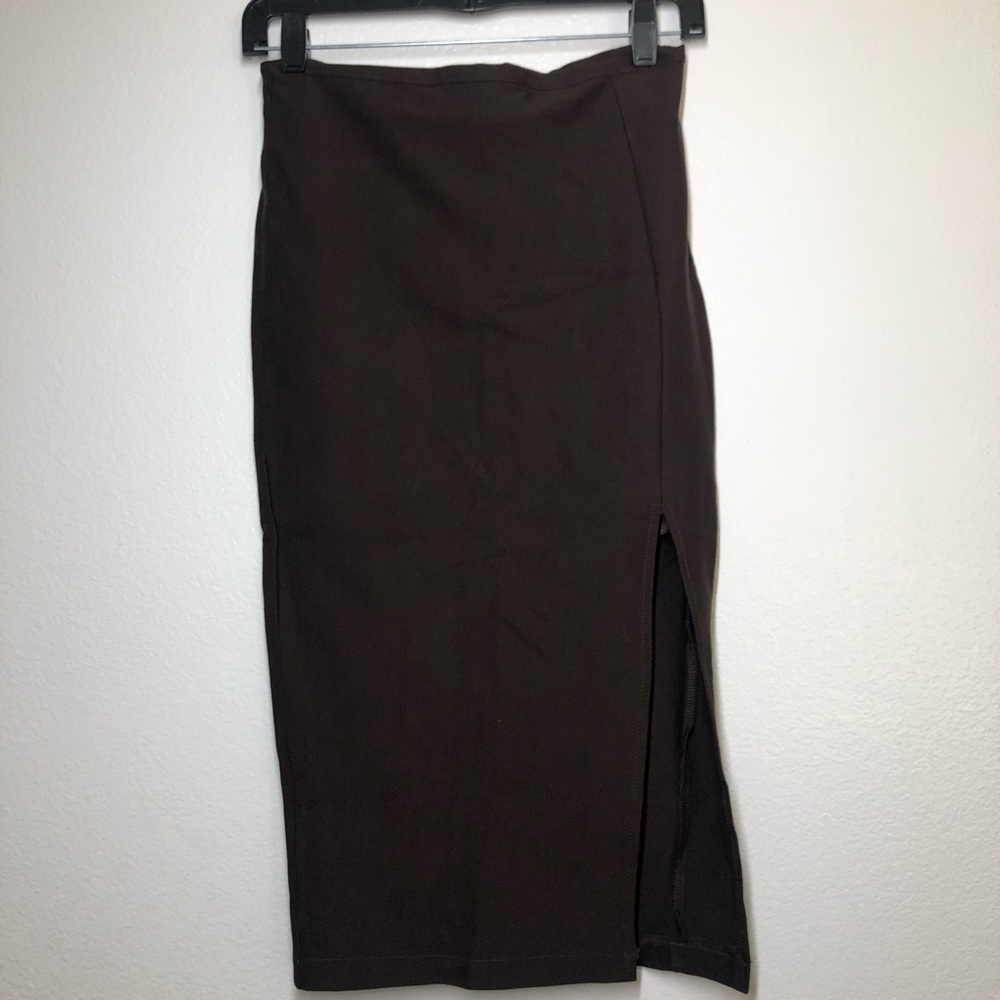 Hot Miami Styles Brown Long Skirt
